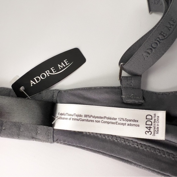 Sparkly Silver Gray PushUp Bra Adore Me Size 34DD - Picture 6 of 6